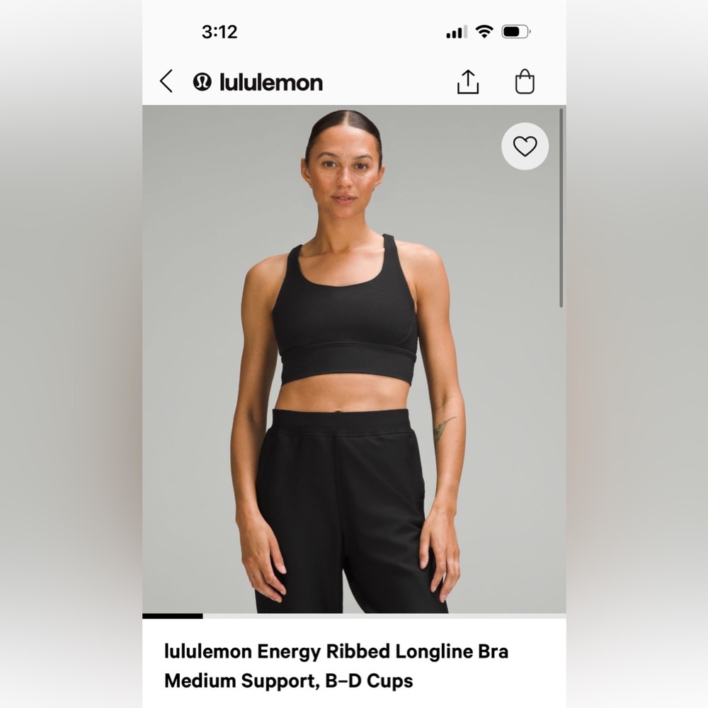 Lululemon long line high support green top size 6